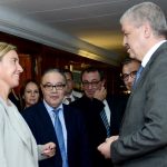 Federica Mogherini avec Abdelmalek Sellal et Amar Belani. D. R.